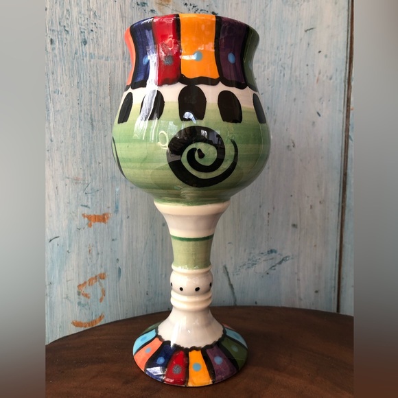 Two “Acadian” vintage ceramic wine glasses, studio art pottery - Picture 9 of 10